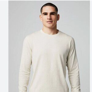 Fabletics The 24-7 Long Sleeve Tee Cream Mens XL Activewear‎ Athleisure Shirt